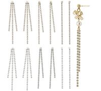 SUNNYCLUE 1 Box 24Pcs 3 Style Chain Earring Findings Drop Earring Charms Dangle Earring Charm Shiny Crystal Brass Tassel Charm for jewellery Making Accessories Women Adults DIY Earrings Craft Supplies