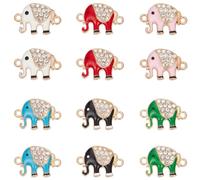 SUNNYCLUE 1 Box 24Pcs 6 Colors Rhinestone Elephant Charm Enamel Connector Charms Alloy Crystal Animal Connectors Lucky Link Charms for jewellery Making Supplies DIY Necklace Bracelet Earrings Crafts