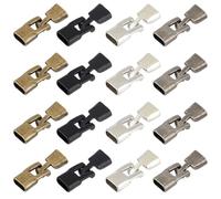 SUNNYCLUE 1 BOX 24pcs Alloy Bracelet Flat Buckle Clasps Leather Bracelet Clasps and Closures Metal Black Silver Bronze Necklace Extension Fastener Clasp for jewellery Making Bracelet Necklaces Diy Cra
