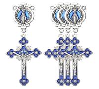 SUNNYCLUE 1 Box 24Pcs Blue Cross Charms Rosary Charm Bulk Alloy Metal Enamel Antique Easter Tibetan Style Crucifix Pendants for Jewelry Making Findings DIY Necklaces Rosary Bead DIY Crafts Adults
