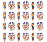 SUNNYCLUE 1 Box 24Pcs Feather Charms Bulk Leaves Charm Mini Gold Enamel Boho Tropical Leaf Dream Feathers Plants Flatback Bohemian Charm for jewellery Making Charms Women DIY Necklaces Earrings Crafts