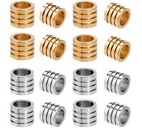 SUNNYCLUE 1 Box 24Pcs Metal Barrel Beads Large Hole Column Spacer Beads Bulk 10mm Gold Silver 304 Stainless Steel Tube Spacers Bead for Jewellery Making DIY Crafts Earrings Bracelets Necklace
