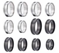 SUNNYCLUE 1 Box 24pcs Stainless Steel Blank Finger Rings Inlay Ring Blanks Us Size 7/8/9/10/11/12 Silver Black Empty Round Grooved Core Ring Findings for Jewellery Making DIY Craft Men Women Supplies