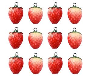 SUNNYCLUE 1 Box 24Pcs Strawberry Charms Bulk Red Strawberries Charm Lucky Redberry 3D Simulation Berry Small Resin Fruit Charm for Jewellery Making Charms Supplies DIY Necklace Bracelet Earrings Adult