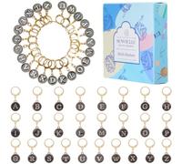 SUNNYCLUE 1 Box 26 Pcs Crochet Charm Letters Knitting Stitch Markers Charms Black Alphabet Double Sided Enameled Alloy Crocheting Charms for DIY Craft Quilting Weaving Sewing Accessories Beginners