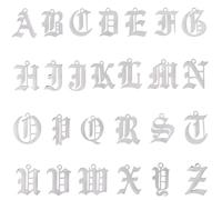 SUNNYCLUE 1 Box 26 Styles Stainless Steel Alphabet Charms Silver Letter Charms Bulk Metal Name Letters Charm for Jewellery Making Charms DIY Crafting Necklaces Bracelets Key Chains Supplies Women