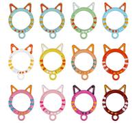 SUNNYCLUE 1 Box 26Pcs Cat Shaped Key Ring Spring Snap Keychain Clip Bulk Random Mixed Color Metal Alloy Gate O Ring Cats Ears Hook Lobster Clips for Jewellery Making Key Chain Bag Purse DIY Crafts