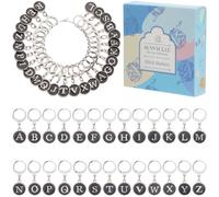 SUNNYCLUE 1 Box 26Pcs Crochet Marker Charms Enamel Stitch Markers Bulk Silver Letter Black Metal A Z Alphabet Clasp Locking Knitting Charms for Jewellery Making Charm Crafts Sewing Weave Supplies