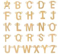 SUNNYCLUE 1 Box 26Pcs Initial Letter Connector Charm Gold Alphabet Charms Bulk Stainless Steel Capital A to Z Chic Links 2 Hole Pendants for Jewellery Making Findings DIY Name Bracelet Necklace Women