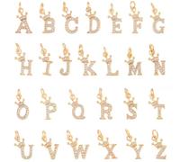 SUNNYCLUE 1 Box 26Pcs Rhinestone Letter Charms Gold Alphabet Charms Bulk Zirconia Crystal Capital A to Z Brass Alloy Crown Dangle Pendants for Jewelry Making Supplies DIY Necklaces Earrings Crafts
