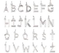 SUNNYCLUE 1 Box 26Pcs Silver Letter Charms Bulk Alphabet Charms Metal Brass Alloy Capital A to Z Initial Open Jump Ring Dangle Pendants for Jewelry Making Craftings DIY Bracelet Necklaces Adults