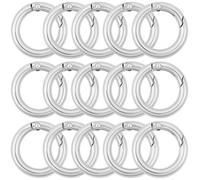 SUNNYCLUE 1 Box 26Pcs Spring Gate Rings Round Key Ring Clip Bulk 25mm Silver Metal Zinc Alloy Round Carabiner O Keychain Ring Snap Clips Buckle for Keys Bags Purses Handbags DIY Crafts Accessories
