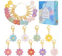 SUNNYCLUE 1 Box 27Pcs 9 Colors Crochet Markers Cute Flower Stitch Marker Charms Enamel Daisy Removable Alloy Lobster Clasp Small Knitting Markers Locking for Crocheting Sewing Quilting jewellery