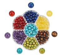 SUNNYCLUE 1 Box 280Pcs 7 Chakra Beads Natural Gemstone Geniune Stone Round Crystal Healing Energy Loose Bead Jade Agate Semi Precious Stone Beads for Jewellery Making DIY Bracelets Crafts Supply, 6MM