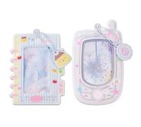SUNNYCLUE 1 Box 2pcs 3 Inch Photocard Holder Vertical Badge Holders Plastic PVC Cute Note Phone Id Badges Photo Card Keychain Protective Cards Cover for Women Office Credit Photocards Case Protectors