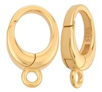 SUNNYCLUE 1 Box 2Pcs 925 Sterling Silver Spring Gate Rings Gold O Ring Clip Metal Closures Round Bracelet Connector Small Necklace Clamp Carabiner Snap Hoop Clip Clasps for Jewelry Making DIY Craft