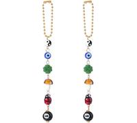 SUNNYCLUE 1 Box 2Pcs Evil Eye Car Charm Lucky Hanging Charm Acrylic 8 Ball Four Leaf Clover Ladybug Mushroom Good Luck Beads Boho Decor Car Ornaments for Rear View Mirror Diy Handbag Supplies Adults