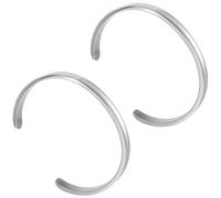 SUNNYCLUE 1 Box 2Pcs Grooved Bangles Silver Bracelet Blanks Stainless Steel C Shaped Open Cuff Hair Tie Holder Polishing Bangles Sets Bracelet for DIY Bezel Bangle Jewellery Making Pave Inlay Women