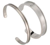 SUNNYCLUE 1 Box 2Pcs Stainless Steel Bangle Bracelet Blanks C-Shaped Cuff Bangles Oval Grooved Inlay Bracelets Base 5x6cm Women Open Bracelet Blanks for jewellery Making Kits DIY Inlaied Bracelets