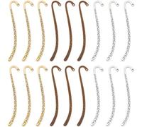 SUNNYCLUE 1 Box 3 Colors 60Pcs Metal Bookmarks Bulk Tibetan Book Marks with Hooks Beading Charms Alloy Gold Silver Bronze Antique Retro Vintage Bookmaker for Reading Teacher Christmas Diy Crafts