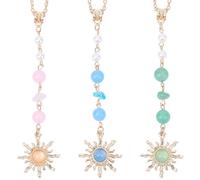 SUNNYCLUE 1 Box 3 Colors Sun Hanging Car Charm Rear View Mirror Charms Gold Pink Blue Metal Crystal Stone Boho Pendant Ornaments Cute Car Accessories for Women Aesthetic Decor Diy Handbag Supplies