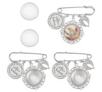 SUNNYCLUE 1 Box 3 Sets Wedding Bouquet Photo Charms Memorial Photo Charm Bulk Antique Silver Cabochons Angel Pin Brooch Bouquet Wedding Pendants for Gifts Bridal Bridegroom Party Diy Craft Decoration
