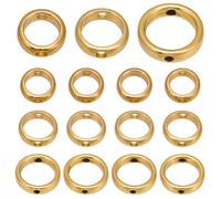 SUNNYCLUE 1 Box 3 Size 120Pcs Round Bead Frames Hollow Circle Beads Bulk 9mm 11mm 13mm Gold Metal Tibetan Link Connector Loose Spacer Frames for Jewellery Making Bracelet Earrings Necklaces DIY Crafts