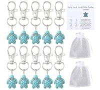 SUNNYCLUE 1 Box 30 Sets Turtle Keychain Bulk Ocean Turtle Keyring Turquoise Color Good Lucky Themed Summer Turtles Key Chain with Gift Bags And Tags for Party Favours Guest Souvenirs Wedding Birthday