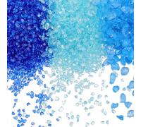 SUNNYCLUE 1 Box 300g 3 Colors Blue Crushed Glass Bulk Broken Glass Chips Mini Irregular Crystal Pieces Chunky Sequins for Nail Arts Resin Art Craft DIY Vase Filler jewellery Making Decoration Supplies