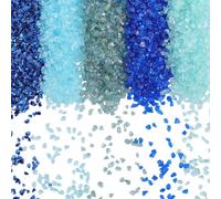 SUNNYCLUE 1 Box 300G 5 Colors Blue Broken Glass Crushed Crystal Glitter Irregular Chunky Metallic Stone Sprinkles Flakes Chips Pieces for Nail Arts Decoration Filler Jewellery Making DIY Crafts