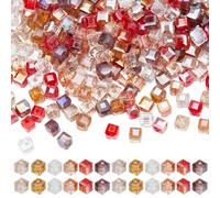 SUNNYCLUE 1 Box 300Pcs 4mm Thanksgiving Cube Crystal Beads Glass Beads Autumn Fall Assorted Color Small Square Loose Spacer Bead Bulk for jewellery Making Bracelet Beading Kits Diy Craft Decor Supplie