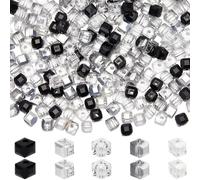 SUNNYCLUE 1 Box 300pcs 5 Colors 4mm Faceted Square Beads Glass Cube Beads Hole White Color Palette Transparent Glass Spacers for Jewellery Making Supplies DIY Craft Necklace Bracelet Straps Women
