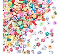 SUNNYCLUE 1 Box 300pcs Easter Clay Shape Beads Assorted Easter Beads Small Mix Rabbit Bunny Flower Eggs Carrot Shaped Polymer Loose Spacer Bead for Jewellery Making Holiday Party Favours Supplies DIY