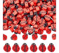 SUNNYCLUE 1 Box 300pcs Ladybug Beads Bulk Insect Beads Cute Red Black Flat Animal Ladybird Polymer Clay Loose Spacer Bead for Jewellery Making Valentine's Day Diy Bracelet Earrings Supplies Crafts