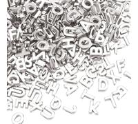 SUNNYCLUE 1 Box 300Pcs Letter Acrylic Beads Assorted Alphabet Beads Bulk Silver Large Plastic Slide 3D A-Z Mixed Loose Spacers for Jewellery Making Bracelet Keychain Necklace Women Supplies Diy Craft