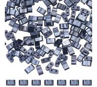 SUNNYCLUE 1 Box 300Pcs Tila Beads Bulk 1/2 Two Hole Beads Opaque Black 2 Hole Beads Japanese Tile Beads Rectangle Square Loose Spacer Beads for Jewellery Making Kits Beading Friendship Bracelets