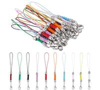 SUNNYCLUE 1 Box 30pcs 10 Colors Lobster Cord Lanyard Phone Ring Mobile Phone Strap Charm Splits Rings Cords With Silver Lobster Claw Clips Link For Women Adults Cellphone Keyrings Usb Flash Drive