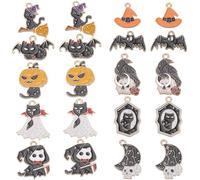 SUNNYCLUE 1 Box 30Pcs 10 Styles Halloween Enamel Charms Gothic Halloween Charms Pumpkin Ghosts Witches Bats Metal Holiday Pendants for Jewellery Making Supplies DIY Crafting Necklace Bracelet Earring
