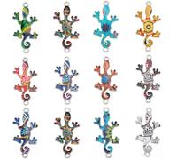 SUNNYCLUE 1 Box 30Pcs 12 Colors Gecko Charm Enamel Connector Charms Mini Metal Alloy Colorful Amphibian Animal Link Connectors with Double Hole for jewellery Making Charms Women DIY Necklaces Bracelet