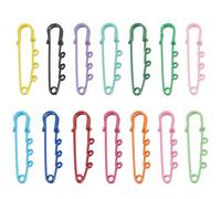 SUNNYCLUE 1 Box 30pcs 15 Colors Safety Pins Brooch Kilt Brooch Pin White Yellow Iron Metal 3 Holes 2 Inch Fastener Brooches Findings for Blankets Hats Clothes Jewellery Badge Making Adults Accessories