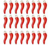SUNNYCLUE 1 Box 30Pcs 27mm Red Chili Charm Enamel Pepper Charm Bulk Metal Dangle Hot Italian Horn Pepper Mexican Cinco De Mayo Festival Red Large Vegetable Pendants for Jewellery Making Necklace DIY