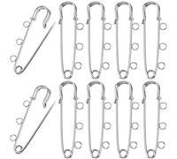 SUNNYCLUE 1 Box 30Pcs 3 Hole Safety Pin Silver Kilt Pin Bulk Metal Iron Heavy Duty Fastener Decoration Loops Clasp Brooches Findings for Sewing Blanket Clothes Scarf Skirt DIY Jewellery Accessories