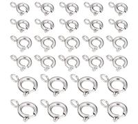 SUNNYCLUE 1 Box 30Pcs 3 Sizes 304 Stainless Steel Spring Clasp Spring Ring Clasps Brecelet Neckalce Link Connectors Close Open Clasp Round Clasps for jewellery Making Accessories Women Adult DIY Craft