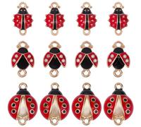 SUNNYCLUE 1 Box 30Pcs 3 Styles Ladybug Charms Enamel Connector Charms Alloy Metal luck Red Ladybird Insect with Double Loops Link Pendants for Jewellery Making Diy Crafts Necklaces Bracelets Earrings