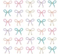 SUNNYCLUE 1 Box 30Pcs 5 Colors Beaded Bow Charms Bowknot Charms Bulk Seed Beads Cute Glass Small Bow Pendants for Jewellery Making Supplies DIY Craft Necklace Bracelet Findings Key Chains Women Adults