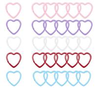 SUNNYCLUE 1 Box 30Pcs 5 Colors Heart Shaped Keyring Colorful Split Rings Bulk Metal Iron Love Hearts Connectors Keychain Hook Snap Clip Jump Ring for Jewellery Making Key Chain DIY Crafts Accessories