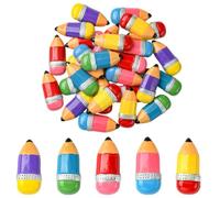 SUNNYCLUE 1 Box 30Pcs 5 Colors Pencil Shaped Charms Teacher Cabochons Bulk Resin Cute Crayon Colorful Large Funny Back to School Cabochons for Jewellery Making Scrapbooking Embellishments Diy Craft