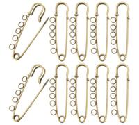 SUNNYCLUE 1 Box 30pcs 50mm Heavy Duty Safety Pins Kilt Pins Bulk Antique Bronze Fastener Metal Iron Kilt Badge Findings Brooches with 5 Loops Holes for Jewellery Making Supplies Scarf Clothes Sewing