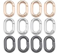 SUNNYCLUE 1 Box 30Pcs Alloy Oval Key Ring Spring Gate Rings Metal Gold Silver Black Carabiner Buckle Clip Clasps Purse Trigger Snap Hook Gate Key O Ring for jewellery Making Keyring Bag Diy Craft Supp
