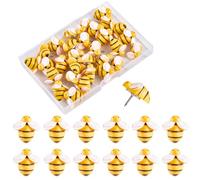 SUNNYCLUE 1 Box 30Pcs Bees Pushpins Bee Thumbtacks Bulk Cute Resin Funny Spring Insect Cork Board Fasten Tack Decorative Pushpins for Bulletin Board Hanging Picture Photo Home Office Wall Decoration